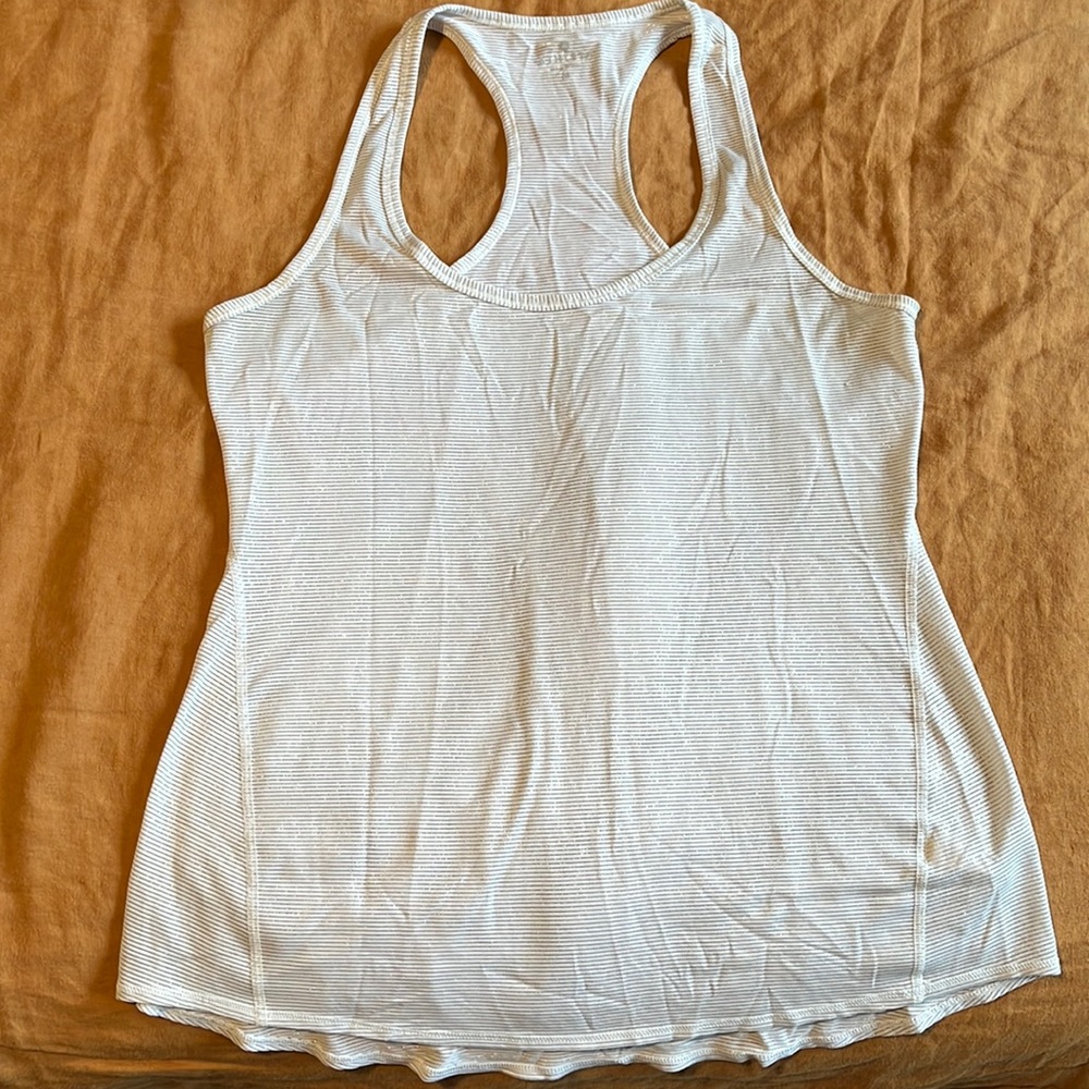 Athleta racer back tank with sparkle stripes